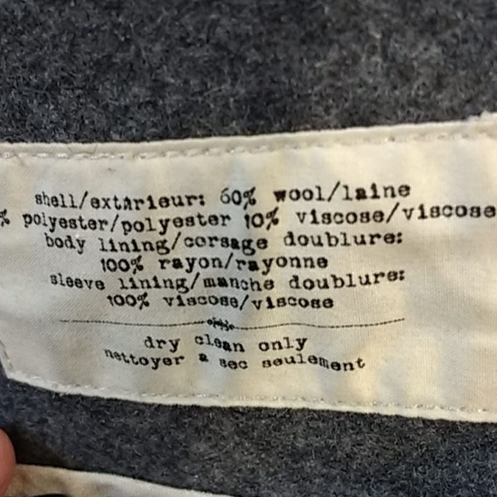 Anthropologie Gray Toggle Coat with Faux Fur Trim - Picture 9 of 9